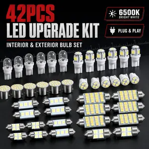 HIAKB 42 Pcs Interior Car Lights, Super Bright White Dome Map Tail Cab Lights Bulb Kit Set , 1175 1206 T10 31mm 36mm 41mm LED Bulb for Your Trucks Width Lamp