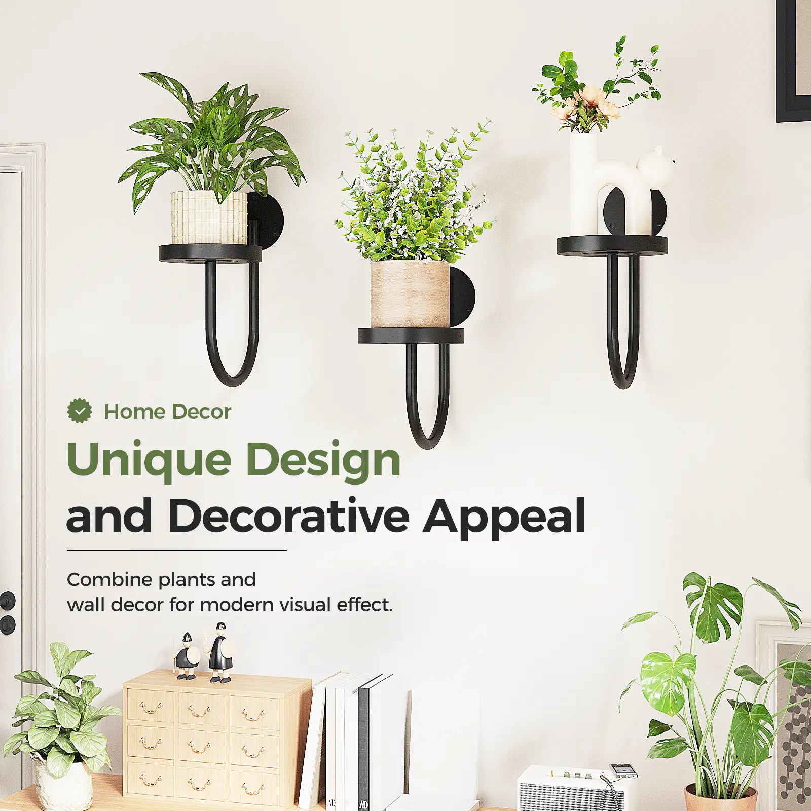 3-Pack Wall-Mounted Plant Stand Indoor Plant Wall-Mounted Flower Pot Plant  Hanger Indoor Wall-