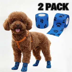 Paw-Size Dog Wraps - 2-Pack Disposable & Self-Adhesive.Custom Fit, No-Cleaning Pet Paw Protectors.