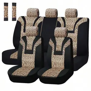 Leopard Print Car Seat Cover, 11pcs/set Universal Car Seat Protector & Shoulder Pad, Car Interior Decoration Accessories for Women & Men