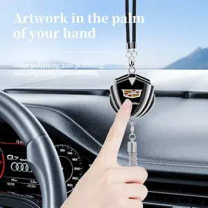 Metal Car Emblem Rearview Mirror Hanging Ornament, Car Hanging Decoration, Car Accessories for Cadillac Xt5 Xt6 Ats Xts Srx Xt4 Ct5 Ct6, Stylish Auto Decor