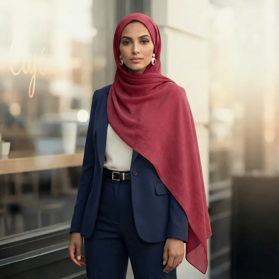 Whispering Breeze™ Crinkle Chiffon Hijab - Mauve Red