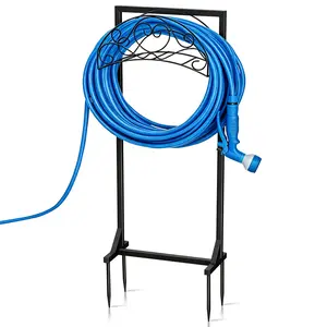 Garden Hose Holder Heavy Duty Hose Holder Holds 160 Feet of Hose Removable Ground Plug Hose Reel Freestanding Hose Hanger Sturdy Outdoor Patio Lawn Hose Organizer
