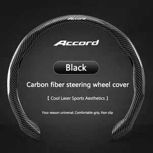 Carbon Fiber Car Steering Wheel Non-slip Cover Protective For Honda Accord Fit Jazz GK5 Civic Type-R CRV Pilot HRV Accessories Steering Wheel Covers