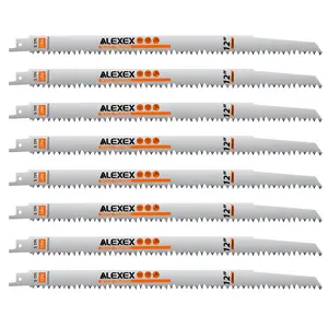 8 Pack 12 Inch 5 Tpi Wood Pruning Reciprocating Saw Blades for Tree Trimming and Wet Wood Cutting, Cr-V Sawzall Blades with Fleam-Ground Teeth for Longer Life and Faster Cutting Speed