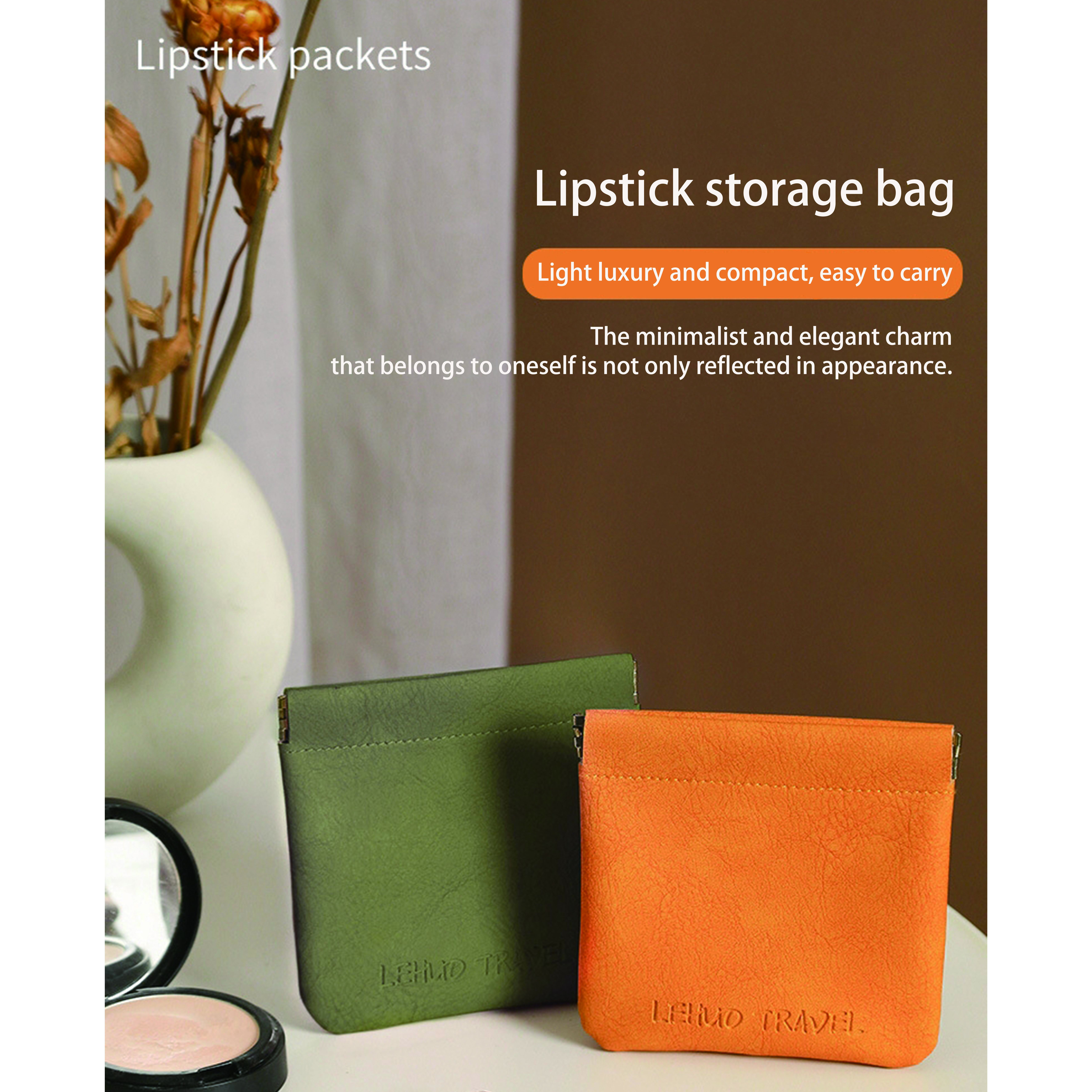 Minimalist Storage Pouch, Versatile Lipstick Bag, Mini Solid Color Carry-On Bag