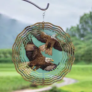 Eagle Design Metal Wind Spinner Outdoor Decor for Balcony Lawn 360 Rotating Garden Accent with Soaring Eagle Pattern Creative Gift for All Season