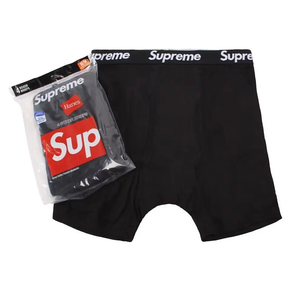 Supreme Hanes Boxer Briefs (4 Pack)  Black New