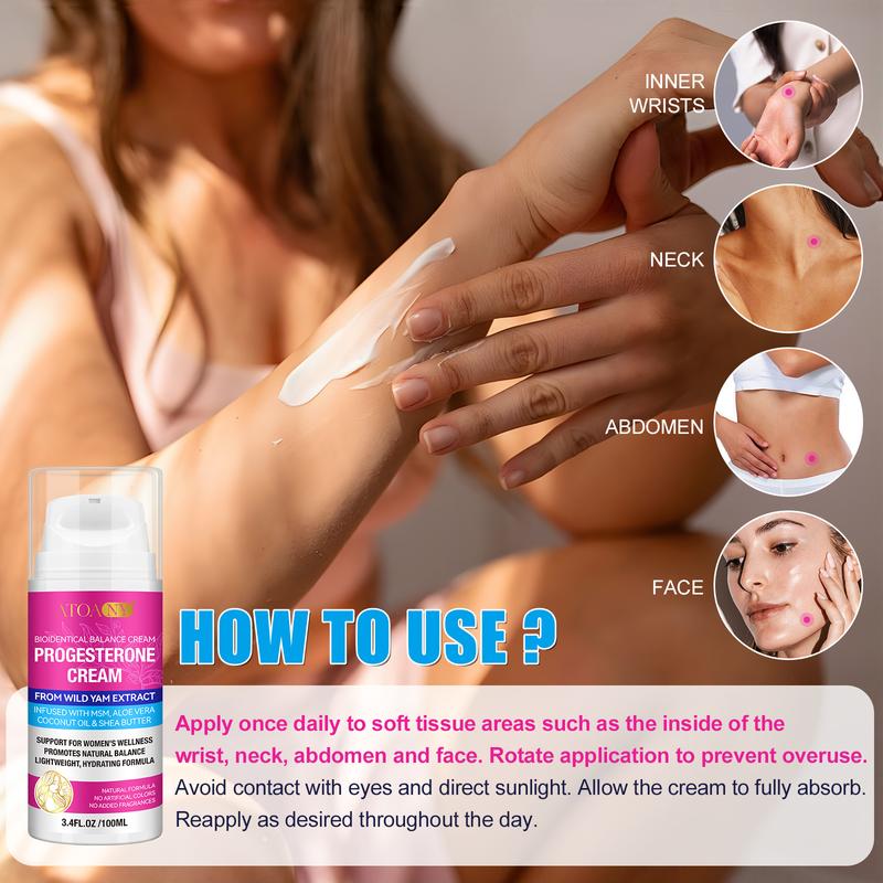 ATOANY Progesterone Cream for Women, Natural Bio-Identical Progesterone Supplement for Hormonal Balance and Support