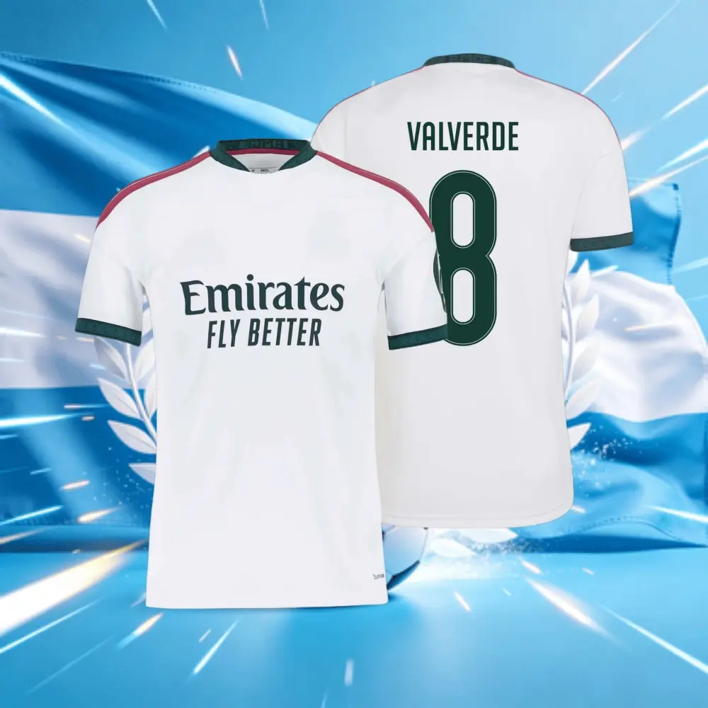 25 26 Home 8# VALVERDE Short Sleeve Soccer Jersey Fans Version White