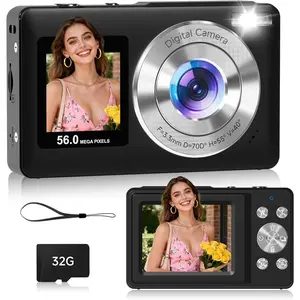 Digital Camera,56MP Dual-Screen Point and Shoot Camera with Auto Focus,Smile Capture,Anti-Shake,16X Zoom,32GB SD Card Travel Camera  for Boys Girls Teens