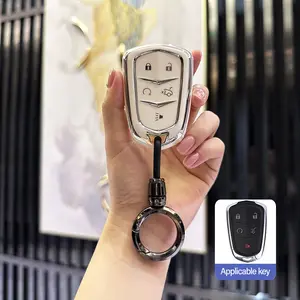 Cadillac Escalade CTS SRX XT5 ATS CT6 5-Buttons Soft TPU Full Covers Protector Car Keys Case Shell Keychain
