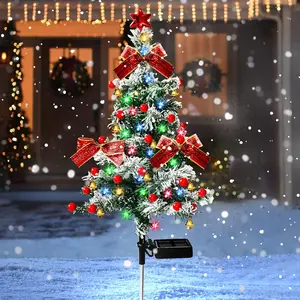 Outdoor Christmas Tree Lighting, Courtyard Decoration, Multi-color LED Solar Stakes Suitable For Small Path Lawn Courtyard Christmas Decoration (cute Style), Ambient Lights, Courtyard Lights