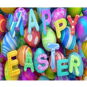 1PC  Diamond Painting Happy Easter Themed Diamond Painting Kit DIY Colorful Easter Egg Full Drill Diamond Art for Home Wall Decor and Holiday Craft Gift