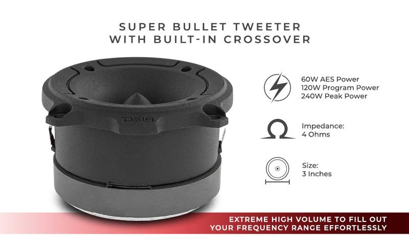3” PRO Aluminum Super Bullet Tweeter – 240 Watts with Built in Crossover