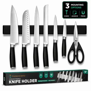 Magnetic Knife Holder for Wall & Fridge 16" - (No-Drill) Stainless Steel Strip for Kitchen & Utensils Storage Kitchen Knives Knives Stylish Classic