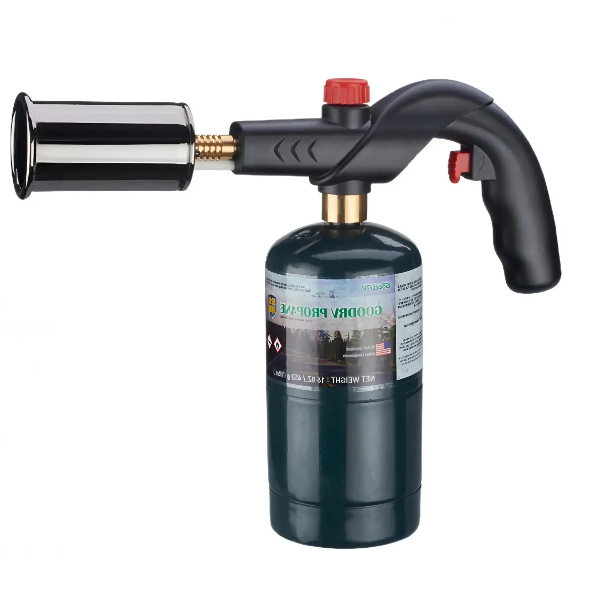 Powerful Grill & Cooking Propane Torch, Sous Vide, Kitchen Flame Flamethrower, Campfire Starter, Adjustable Multifunctional Lighter, Black, For Searin