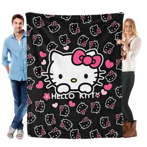 Hello Kitty Fleece Blanket Super Soft Flannel Throw - Cute Sanrio Room Decor for Sofa & Bed