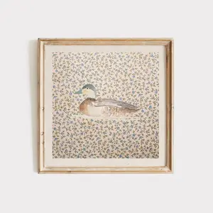 Vintage Mallard Duck Square Print, Wall Art, Trendy Decor, illustration, Living Room Art, Nursery Decor