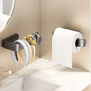 Wall-Mounted No-Drill Plastic Paper Holder, Storage Rack for Bathroom and Kitchen, Hair Accessories Organizer, Roll Paper Dispenser