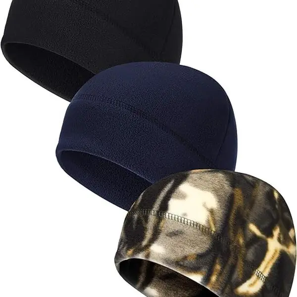 3 Pieces Winter Warm Skull Cap Soft Fleece Beanie Hat Thick Windproof Watch Cap Skiing Outdoor Warm Colored for Men Women