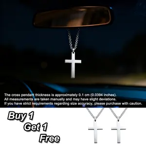 Buy One Get One Free Christian Cross Necklace, Car Interior Decoration Rearview Mirror, Universal Motorcycle Accessories, Car Accessory, Universal Decorative Car Stickers, Made of Waterproof Stainless