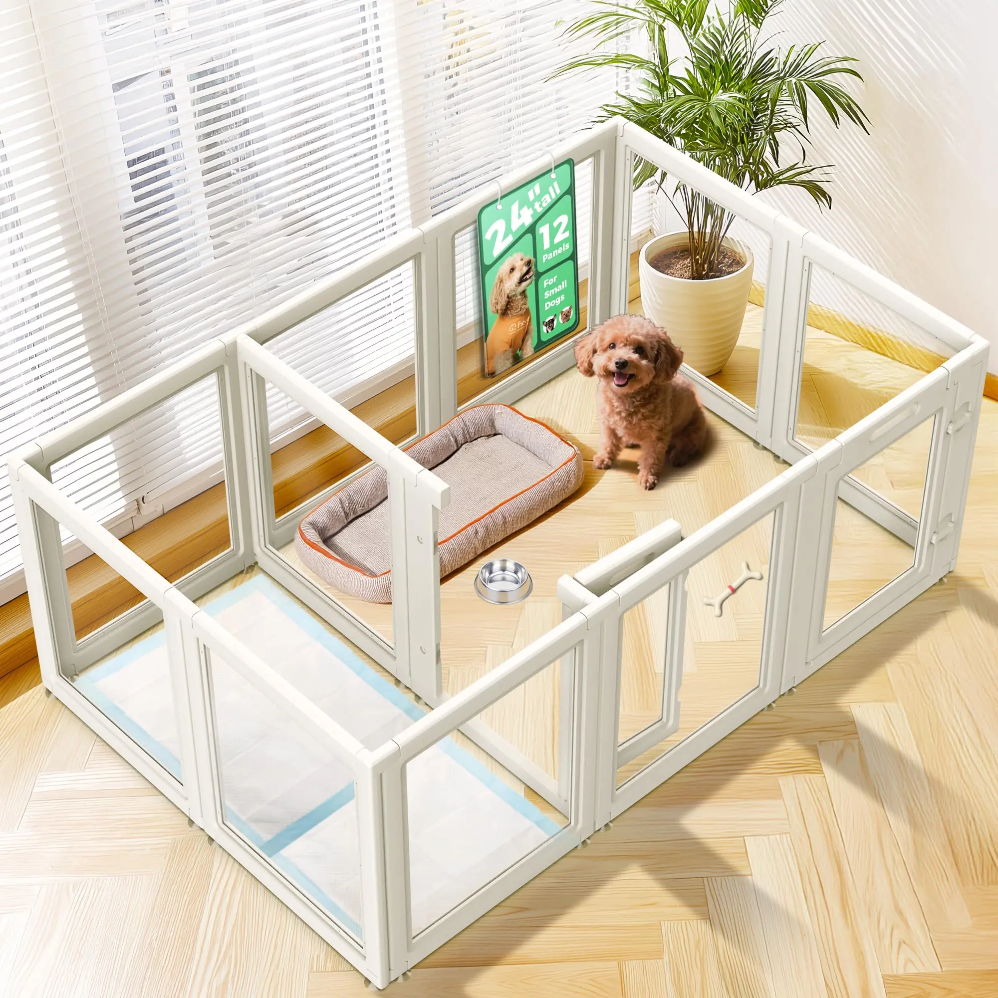 FXW AuraSpace Acrylic Indoor Dog Playpen, Puppy Play Pen, Indoor Pen for Small Dogs and Puppies