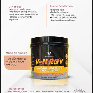 VITALHEALTH V-NRGY Guarana Quercetin and Vitamins Tropical Flavor Dietary Supplement for Energy Boost and Mood Improvement