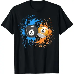 Cool Billiard Balls for 8- Ball and 9-Ball Player T-Shirt,Made in USA