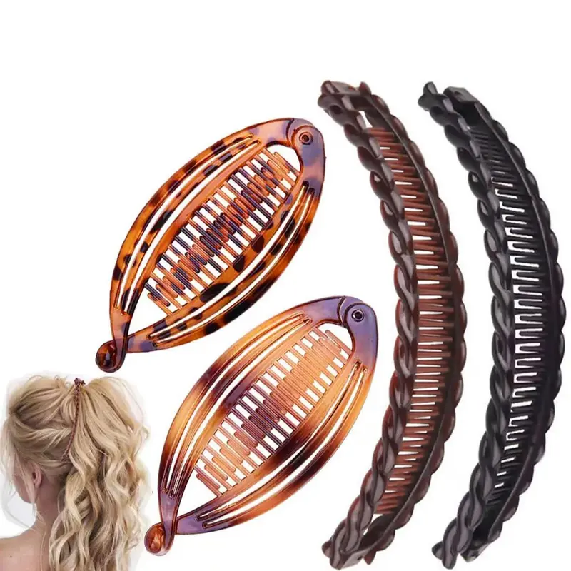 4pcs Women's Vintage Style Hair Clips, Trendy Banana Hair Clips for Fluffy Hair, Fashionable Versatile Hair Accessories for Women & Girls