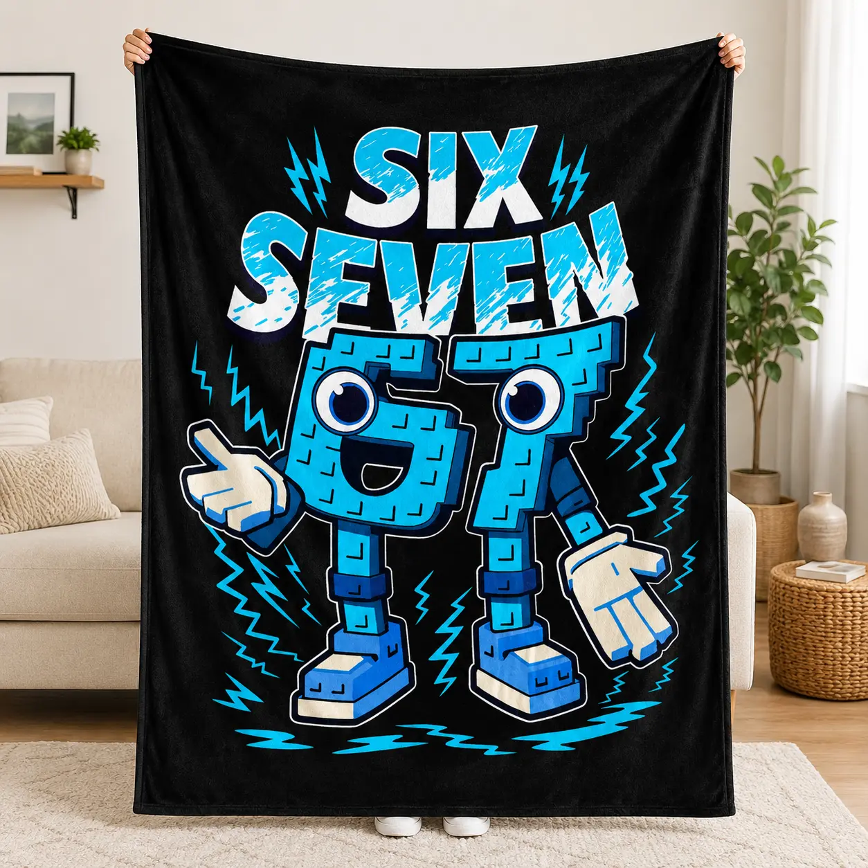 67 Cartoon Number Throw Blanket, Super Soft Flannel Fleece Blanket for Kids Boys, Cozy Plush Blanket for Couch Bed Sofa, Cute Number Theme Gift