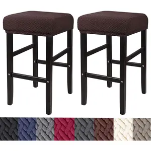 Stool Covers Rectangle,2 Pack Stretch Rectangle Bar Stool Covers Jacquard Vanity Stool Cover Washable Counter Stool Covers Bar Stool Seat Covers Saddle Seat Cover with Elastic Bands Coffee