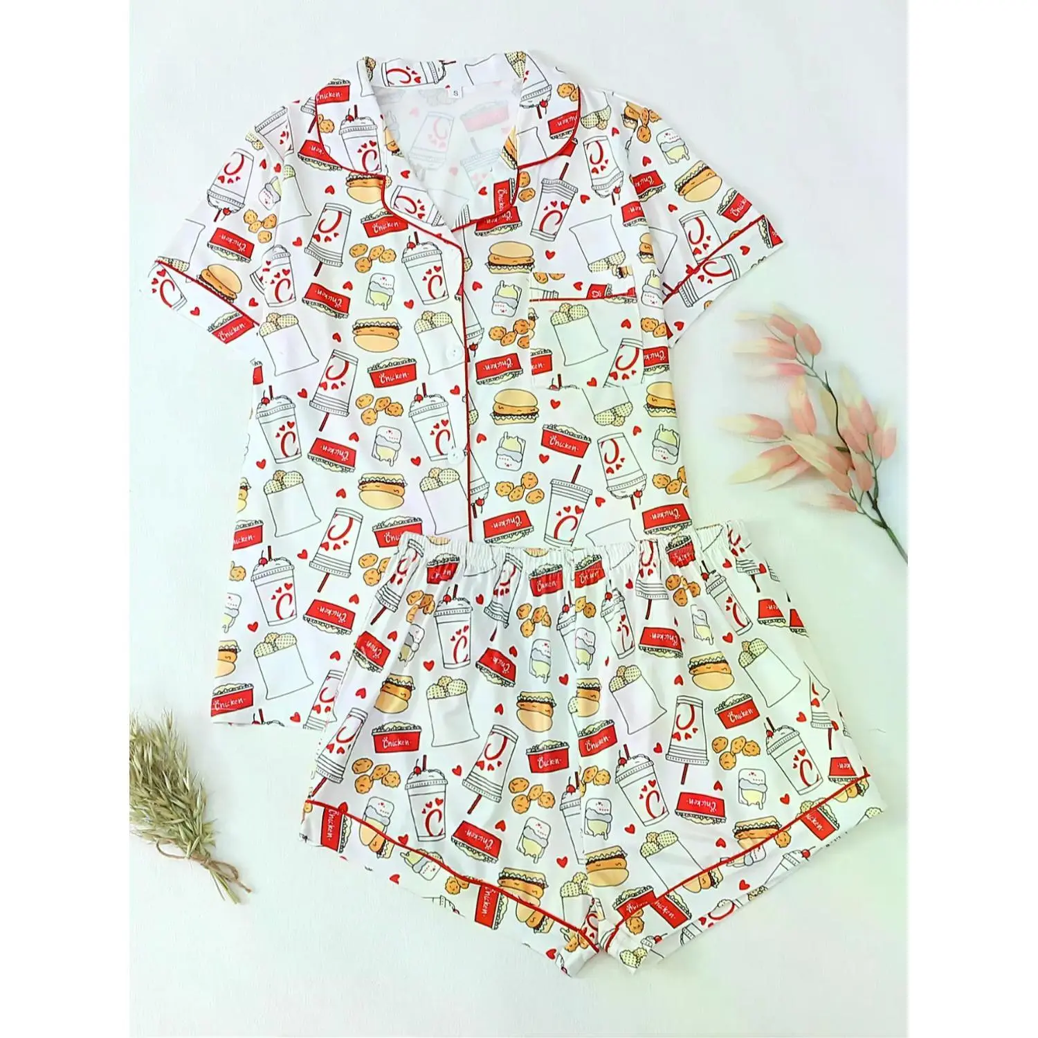 Women's Printed Short Sleeve Top & Shorts Pajama Set, Casual Comfy Two-piece Sleepwear, Ladies All-season Lounge Set, Cozy Shorts Loungewear
