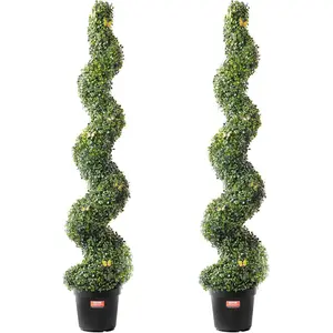 VEVOR Artificial Boxwood Spiral Topiary Trees, 4ft Tall (2 Pieces) Faux Plant Outdoor, All - Year Green Fake Plant with Replaceable Leaves for Decorative/Indoor/Porch/GardenVEVOR Super Brand Day