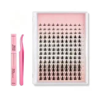 Soft Lash Clusters Kit – Natural 9–12mm DIY Eyelash Extension Set with Glue & Tweezers