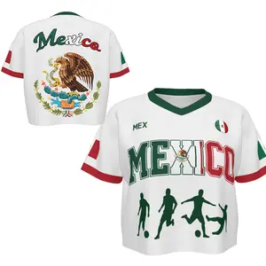Mexico Soccer Crop Top Jersey for Women, 2026 World Cup Soccer Fan Shirt, Gift for Soccer Lover, Casual Sports Style Short Top