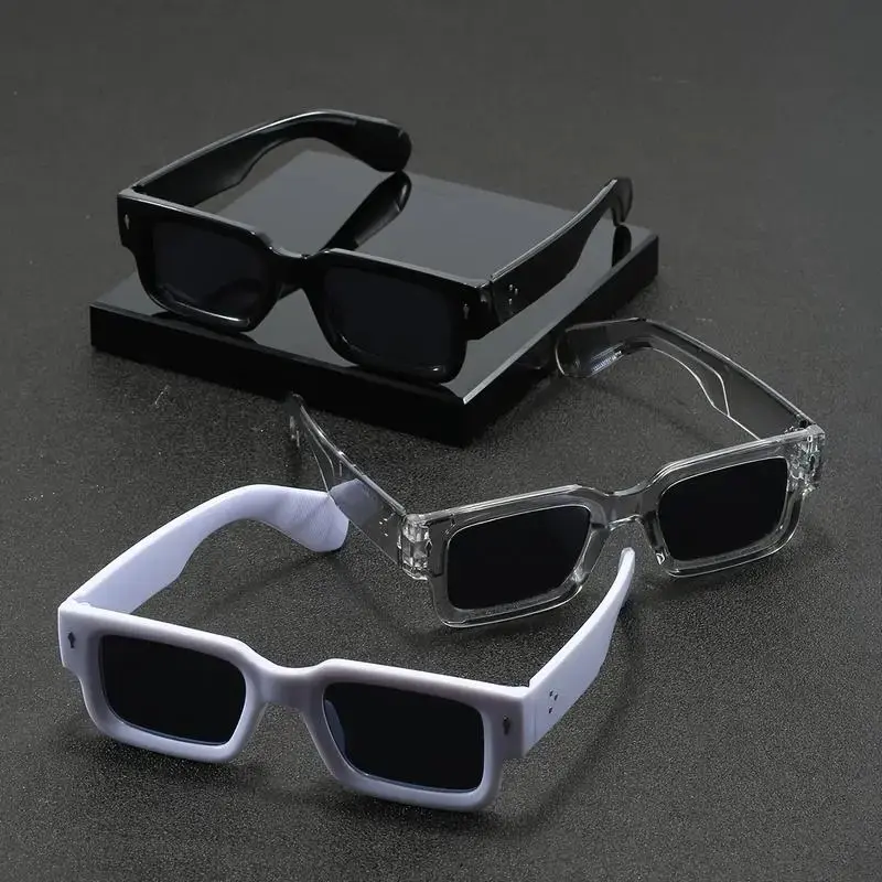 Men's 3-PCS Lightweight Plastic Square Frame Sports Sunglasses - Anti-Reflective High-Quality PC Lenses, Black/Transparent/White Frames, Sleek Design, Men's Accessories, for Driving & Daily Use, Men's Sunglasses