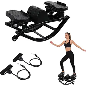 Rock Stepper Side to Side – Lateral Stepper & Glute Trainer with Resistance Bands, Low Impact Side to Side Stepper for Home Exercise, Quiet Step Rocker Machine No Assembly 250LBS