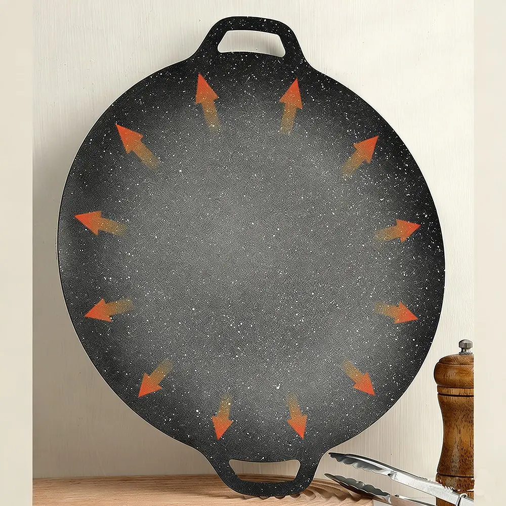 Non-Stick Lava Stone Grill Pan, Universal for Gas & Induction Cooktops, Xl Griddle with Dual Handles, Perfect for Steaks, Pizza, Outdoor Camping