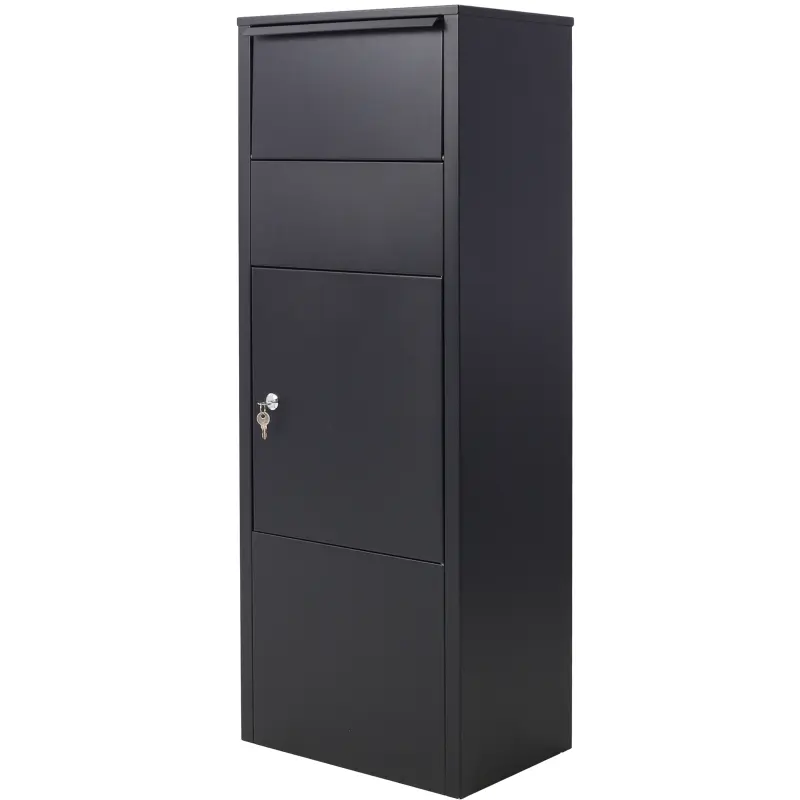 Large Package Delivery Parcel Mail Drop Box for Black, 10.5" x 15.5" x 41.30",with Lockable Storage Compartment Heavy Duty Weatherproof for Express Mail Delivery for Home & Business Use