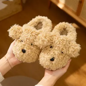 Adorable Simulated Dog Face Slippers for Women Plush Cotton Non-Slip Warm Comfortable Round Toe Slippers for Home Indoors Outdoors Walking Fashionable Flipflop Footwear Buy Multiple Pairs for Cost-Effectiveness