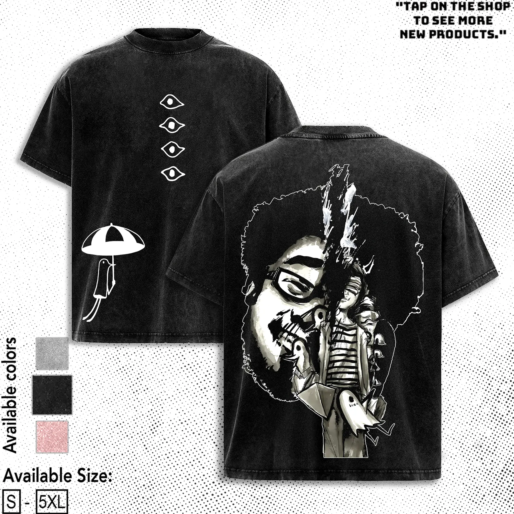 Goodnight Punpun Anime Double Printed Lightweight Acid Washed Tee, Oyasumi Punpun Shirt, Horror Manga, Religious Gothic Art Tee, anime lover Casual Breathable