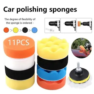 11pcs Sponge Car Polishing Kit Drill Adapter Details Cleaning Self Polishing