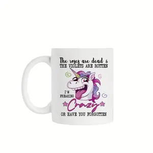 11oz/15oz The Roses Are Dead Unicorn Ceramic White Mug, Ideal Gift for Any Occasions, Summer Winter Drinkware
