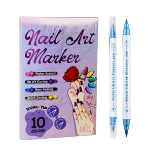 10-Color Acrylic Paint Nail Doodle Pens Set & 10PCS Nail Art Stickers, Quick Drying Dot Stitching Nail Art Pen for Home and Salon DIY,kids stuff for girls-Nail Care Cutics Manicure Polish Cosmetic#Summervibes