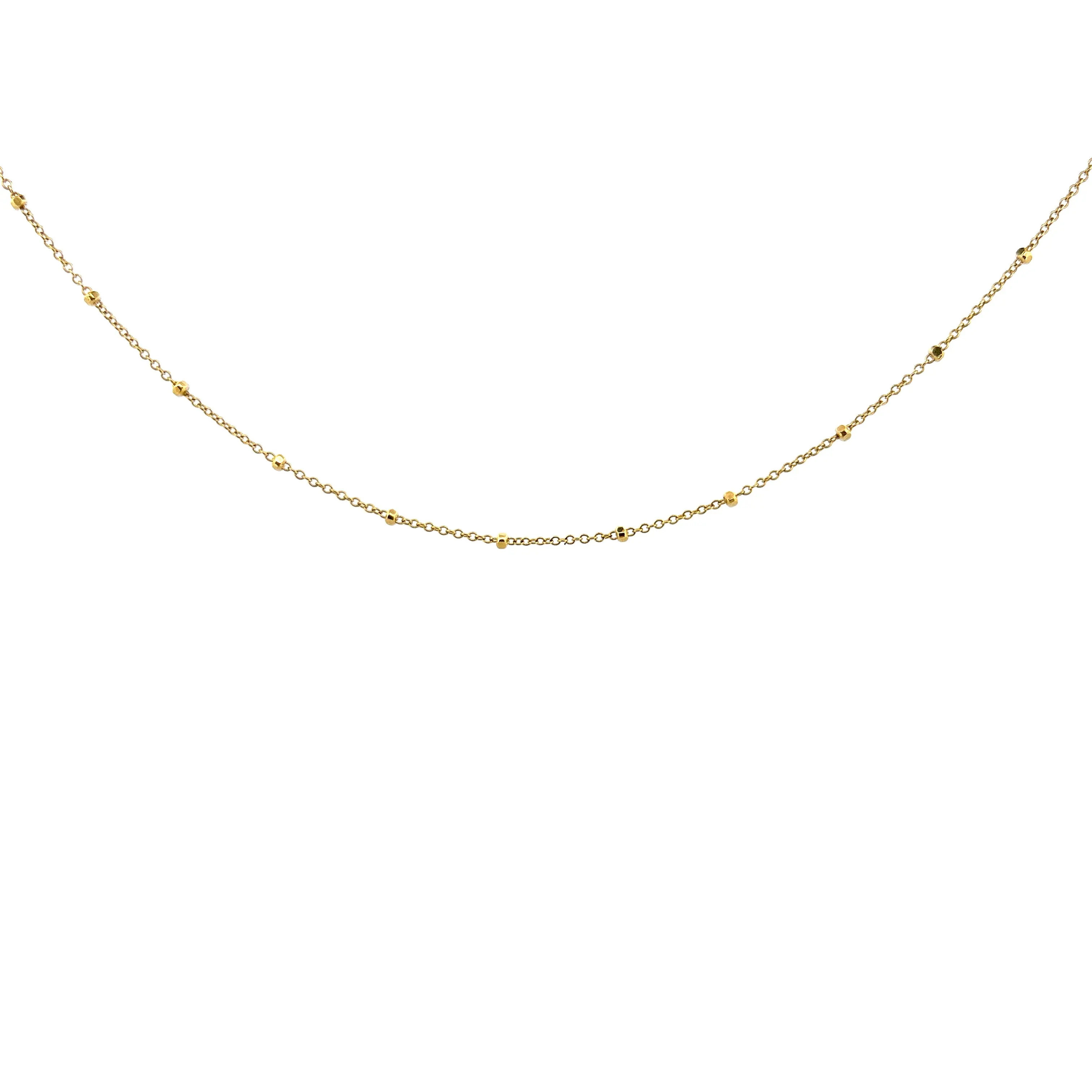 14K Gold Small Diamond Cut Ball Station Necklace