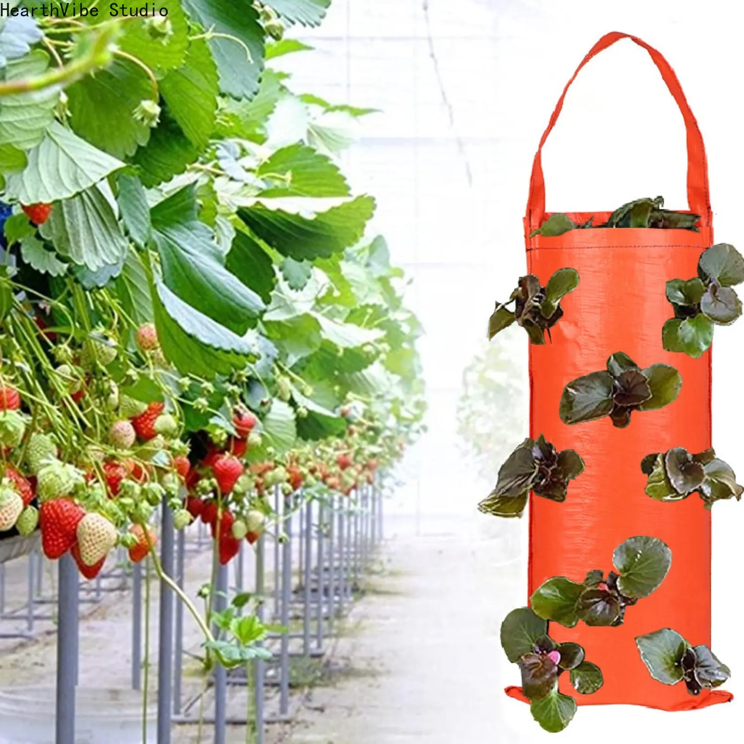 Boxin spot multi-port PE hanging strawberry planting bag wall-mounted planting bag vertical three-dimensional plant growth bag