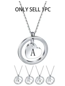 Circular Hollow Heart Laser Engraved Necklace, 26 Initial Letters, Unique Jewelry Gift, Perfect for Personalization