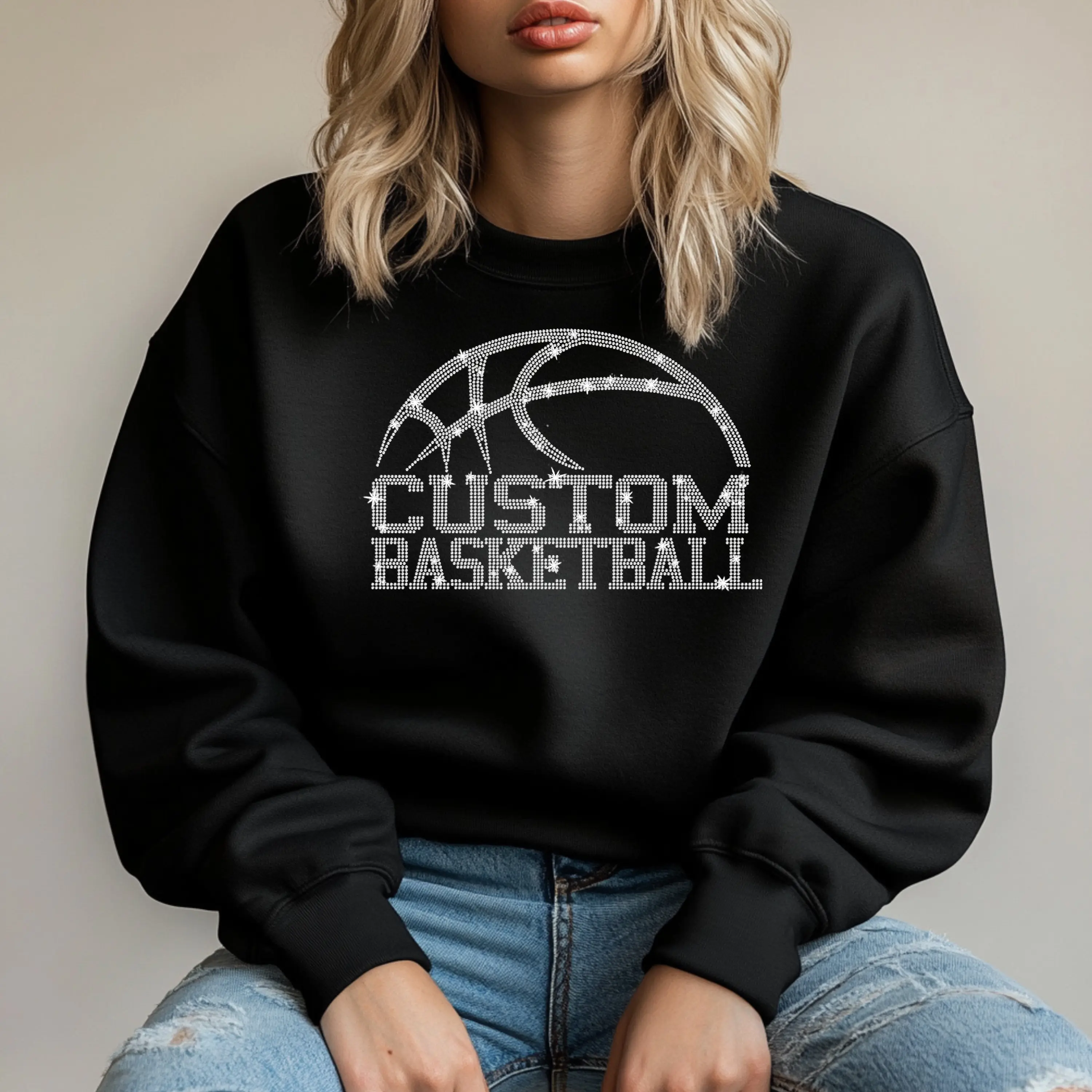 Handmade Personalized Basketball Rhinestone T-shirt Soft Stylish Graphic Tee for Fans Comfortable Durability All-Day Wear Customizable Team Pride