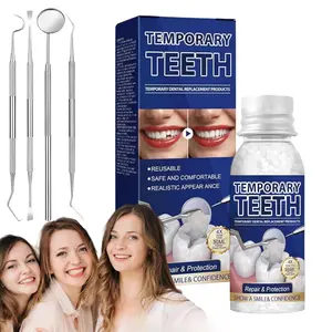 Moldable Tooth Repair Kit with 4 Dental Tools, 30ml Temporary Tooth Filling Beads, DIY Natural Fake Teeth for Missing Broken Teeth, At-Home Dental Restoration Set